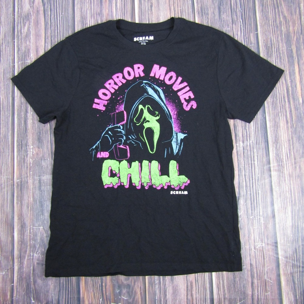 Scream Shirt Mens Medium Black Horror Movies and Chill Ghostface Graphic Tee